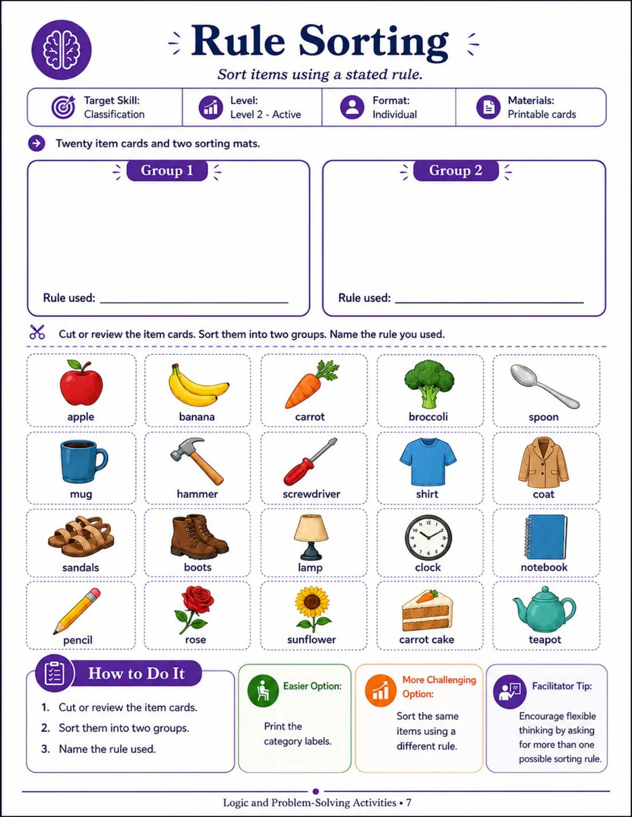 Cognitive activity page